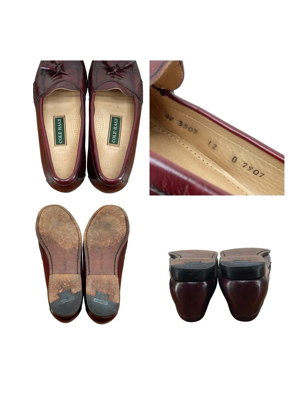 Cole Haan Pinch Tassel Loafers Men’s 12 D Burgundy Leather Slip On Shoes 3507
